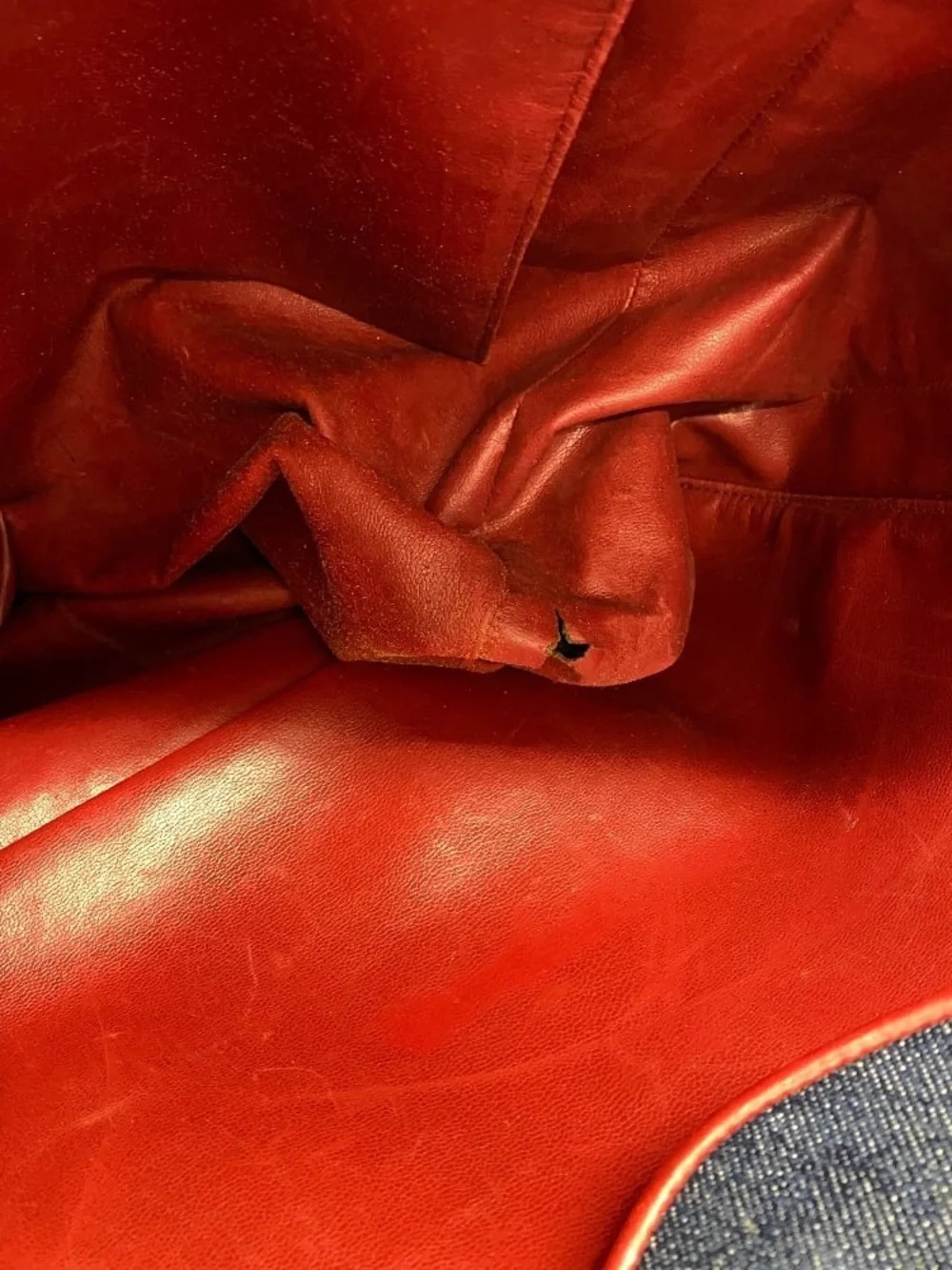 Authentic CHANEL denim red leather 1990s Jeans charm tote - Picture 13 of 14